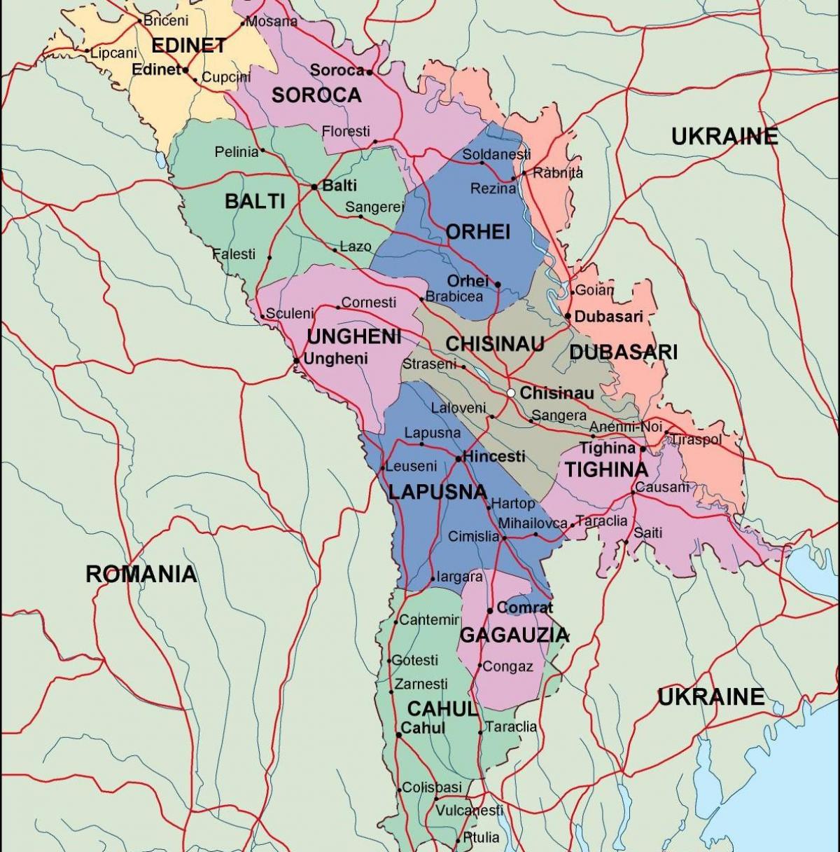 Mapa Moldavija politički