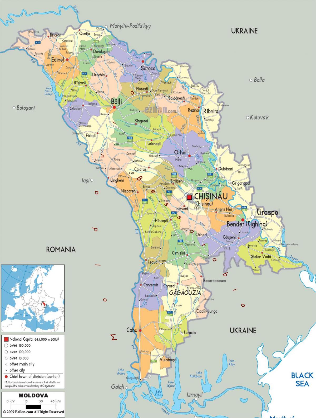 beltsy Moldavija mapu
